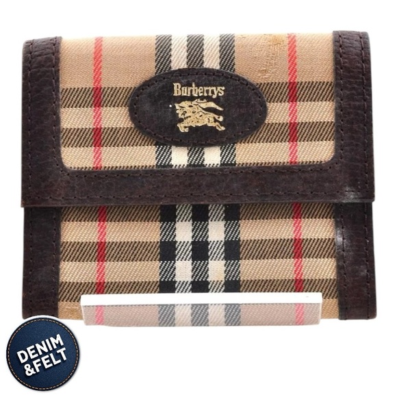 Burberry Brown/Tan Leather/Canvas Nova Check Coin Case/Wallet ♥️🤎 - Picture 1 of 8